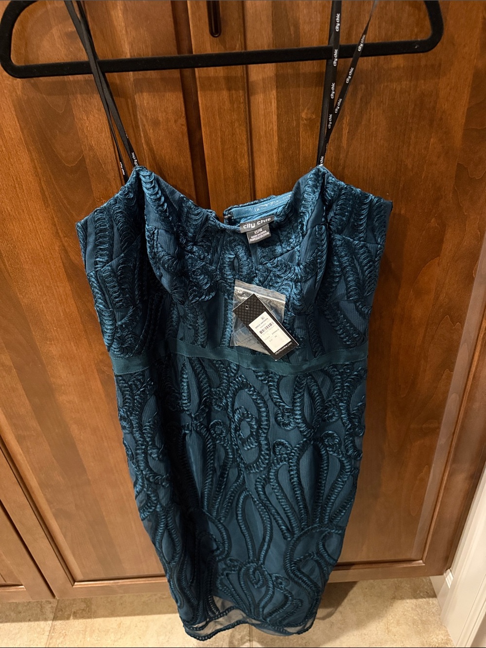 City Chic Teal Strapless Embroidered Slip Dress - NWT